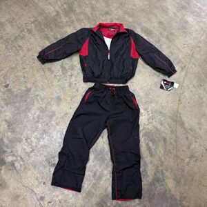 Vintage Wilson Kids Red Black Tracksuit Jacket Pants Set Size 8 NWT